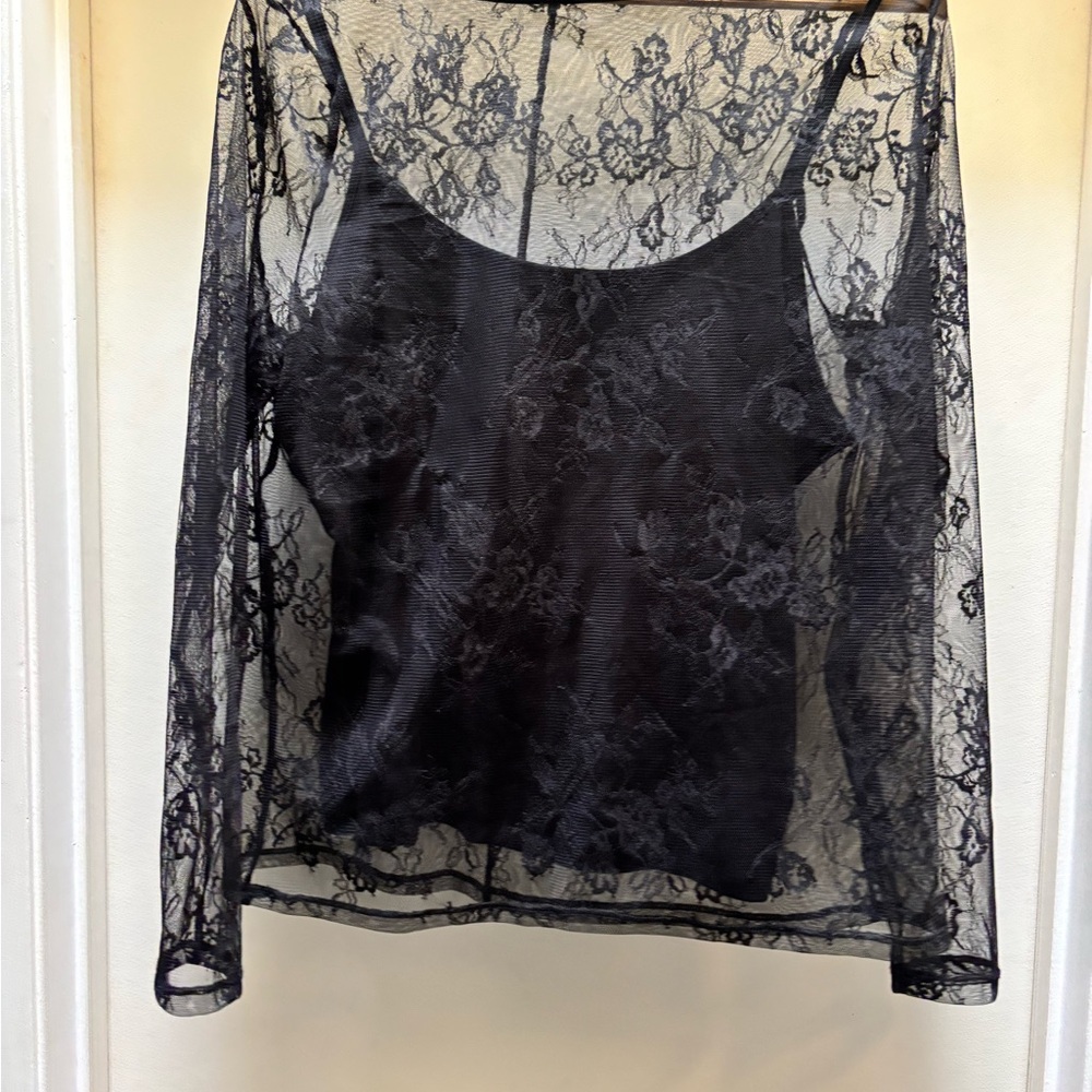 a new day Black Sheer Lace Blouse